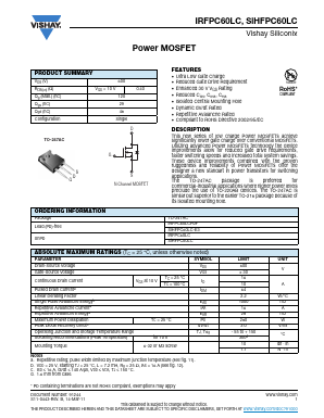 IRFPC60LCPBF Datasheet PDF Vishay Semiconductors