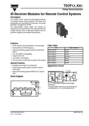 TSOP1338KA1 Datasheet PDF Vishay Semiconductors