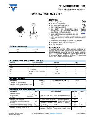 VS-MBRB3030CTLTRRP Datasheet PDF Vishay Semiconductors