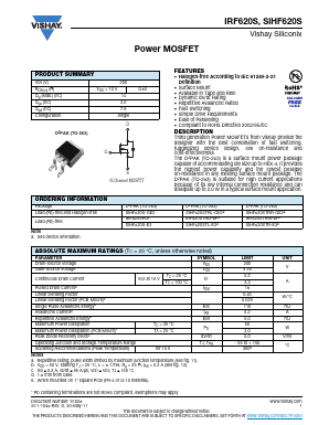 IRF620STRLPBF Datasheet PDF Vishay Semiconductors
