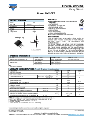 IRF730S Datasheet PDF Vishay Semiconductors