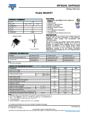 SIHF9520S-E3 Datasheet PDF Vishay Semiconductors