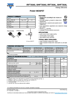 SIHF730ASTRL-GE3 Datasheet PDF Vishay Semiconductors
