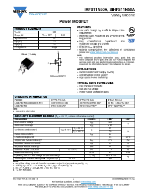 SIHFS11N50ATRR-GE3 Datasheet PDF Vishay Semiconductors