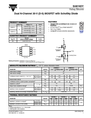 SI4816DY-T1-GE3 Datasheet PDF Vishay Semiconductors