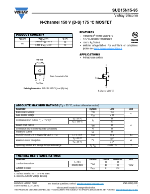 SUD15N15-95-E3 Datasheet PDF Vishay Semiconductors