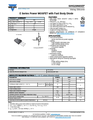 SIHG28N65EF Datasheet PDF Vishay Semiconductors
