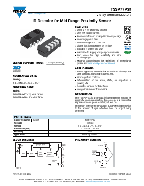 TSSP77P38TR Datasheet PDF Vishay Semiconductors