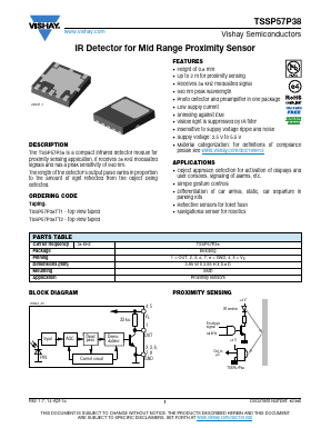 TSSP57P38TT1 Datasheet PDF Vishay Semiconductors