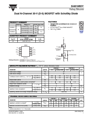 SI4816BDY-T1-E3 Datasheet PDF Vishay Semiconductors