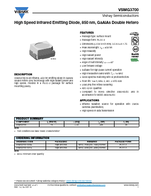 VSMG3700-GS08 Datasheet PDF Vishay Semiconductors