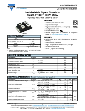 VS-GP250SA60S Datasheet PDF Vishay Semiconductors