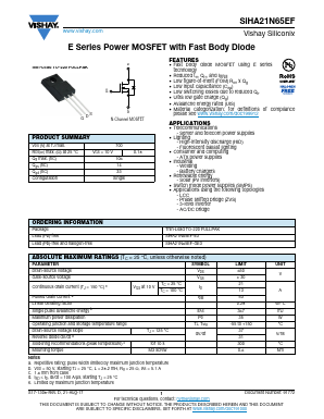 SIHA21N65EF Datasheet PDF Vishay Semiconductors
