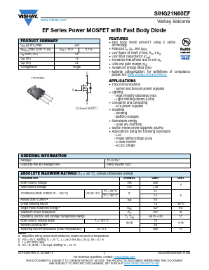 SIHG21N60EF Datasheet PDF Vishay Semiconductors