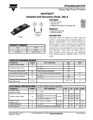 HFA280NJ60CPBF Datasheet PDF Vishay Semiconductors
