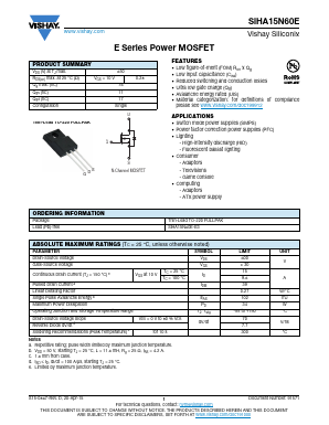 SIHA15N60E-E3 Datasheet PDF Vishay Semiconductors
