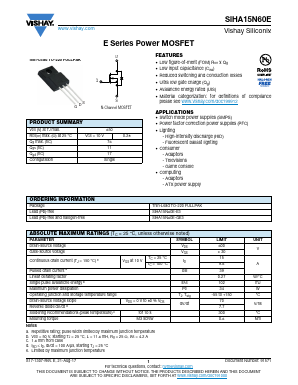 SIHA15N60E Datasheet PDF Vishay Semiconductors