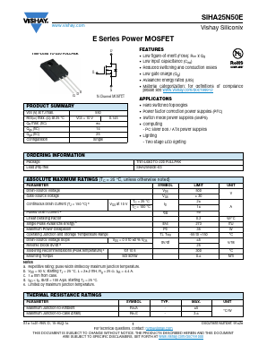 SIHA25N50E Datasheet PDF Vishay Semiconductors