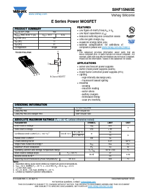 SIHF15N65E Datasheet PDF Vishay Semiconductors