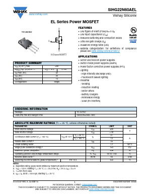 SIHG22N60AEL-GE3 Datasheet PDF Vishay Semiconductors