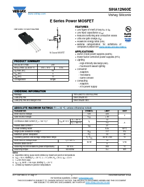 SIHA12N60E-GE3 Datasheet PDF Vishay Semiconductors