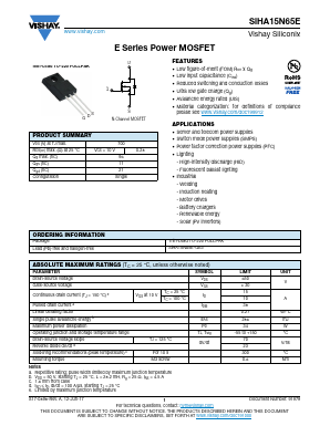 SIHA15N65E-GE3 Datasheet PDF Vishay Semiconductors