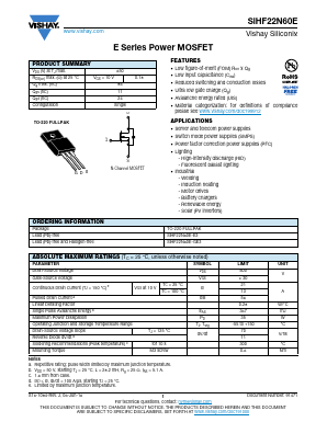 SIHF22N60E-E3 Datasheet PDF Vishay Semiconductors