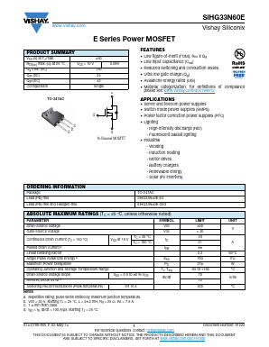 SIHG33N60E-E3 Datasheet PDF Vishay Semiconductors