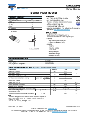 SIHG73N60E-GE3 Datasheet PDF Vishay Semiconductors