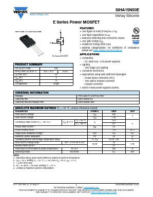 SIHA15N50E Datasheet PDF Vishay Semiconductors