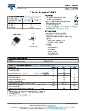 SIHB12N60E Datasheet PDF Vishay Semiconductors