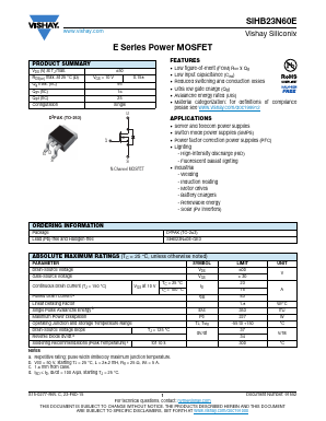 SIHB23N60E-GE3 Datasheet PDF Vishay Semiconductors