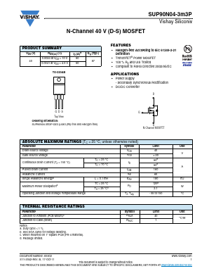 SUP90N04-3M3P-GE3 Datasheet PDF Vishay Semiconductors