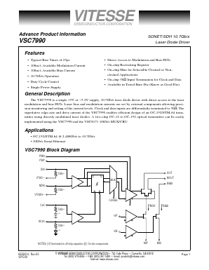 VSC7990W-T Datasheet PDF Vitesse Semiconductor