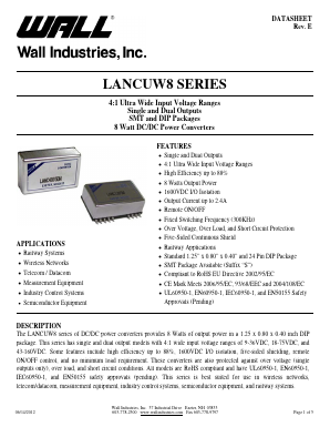 LANC11015UW8 Datasheet PDF Wall Industries,Inc.