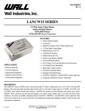 LANC4812W15 Datasheet PDF Wall Industries,Inc.