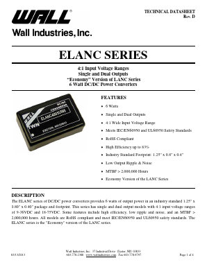 ELANC1215UW6 Datasheet PDF Wall Industries,Inc.