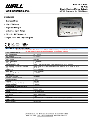 PSANC-12S Datasheet PDF Wall Industries,Inc.