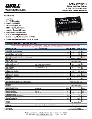 LANE-6KV Datasheet PDF Wall Industries,Inc.