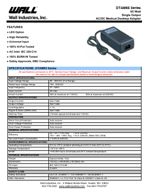 DTAM065A1Y18X Datasheet PDF Wall Industries,Inc.