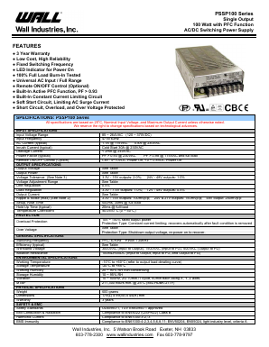 PSSP100 Datasheet PDF Wall Industries,Inc.
