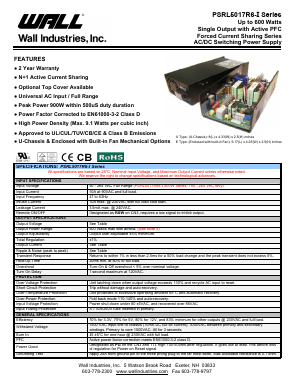 PSRL5017RX6-12I Datasheet PDF Wall Industries,Inc.