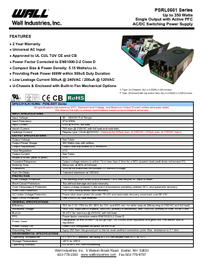PSRL0501X-24 Datasheet PDF Wall Industries,Inc.