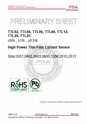 TTL08QPR020DTL Datasheet PDF WALSIN TECHNOLOGY CORPORATION