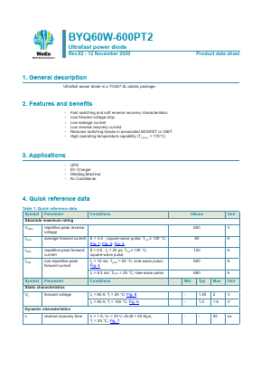 BYQ60W-600PT2 Datasheet PDF WeEn Semiconductors