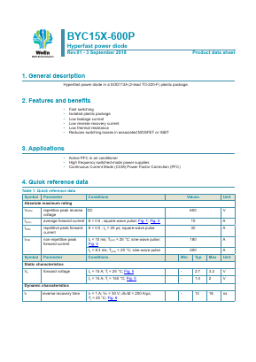 BYC15X-600P Datasheet PDF WeEn Semiconductors
