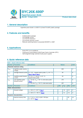 BYC20X-600P Datasheet PDF WeEn Semiconductors