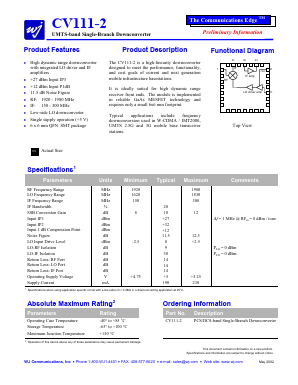 CV111-2 Datasheet PDF WJ Communications => Triquint