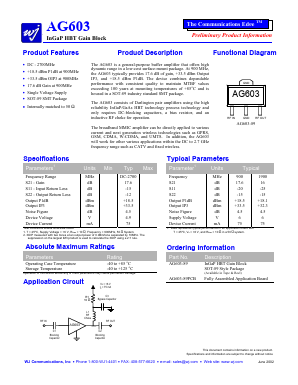 AG603 Datasheet PDF WJ Communications => Triquint
