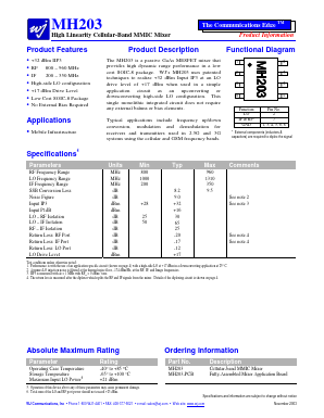 MH203-PCB Datasheet PDF WJ Communications => Triquint